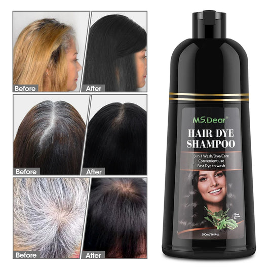 500ML Hair Dye Shampoo Natural Herbal Fast Dyeing Black Coffee Deep Moisturizing DIY