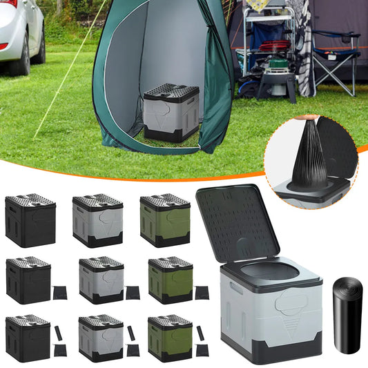 Camping Folding Toilet Movable Car Toilet Bucket Portable Trash Can