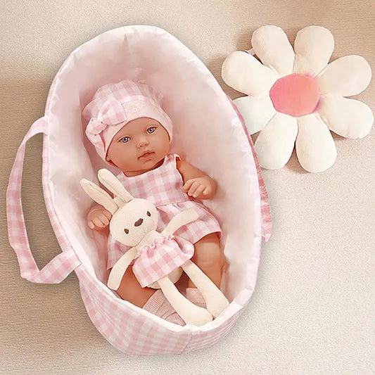 15Inch Full Body Baby Doll Realist Doll  with Sleeping basket kids Soothing Newborn Doll