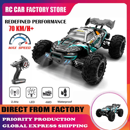 1:16 70KM/H 4WD RC Car With Led Lights 2.4G Radio High Speed Brushless Motor