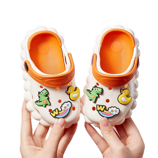 2023 Summer Sandals For Boys Girls Child Cartoon Cave Shoes Kids Dinosaur Duck Rainbow Decor Beach Water Shoes Baby Slippers