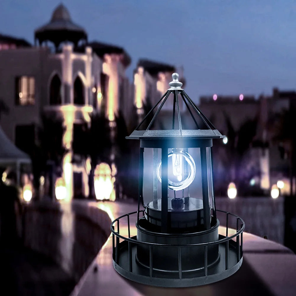 Lighthouse Solar LED Light Rotating Lamps Yard Garden