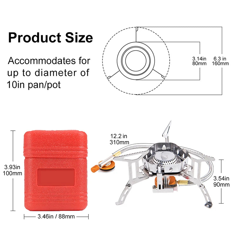 Camping Wind Proof Gas Burner Outdoor Strong Fire Stove Heater