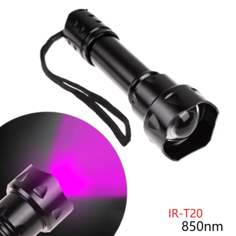 850nm IR Hunting Flashlight Zoomable Tactical LED Flashlight Infrared Radiation Night Vision