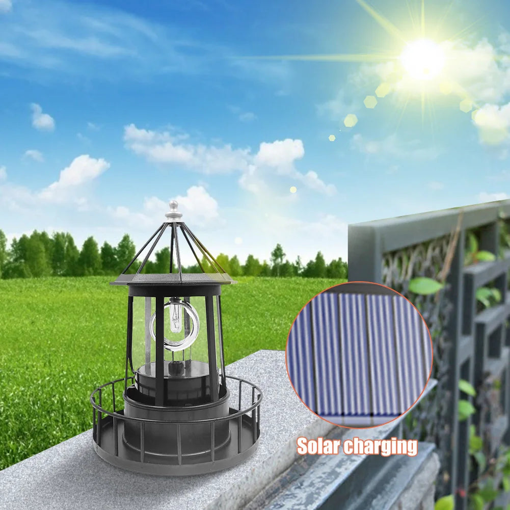 Lighthouse Solar LED Light Rotating Lamps Yard Garden