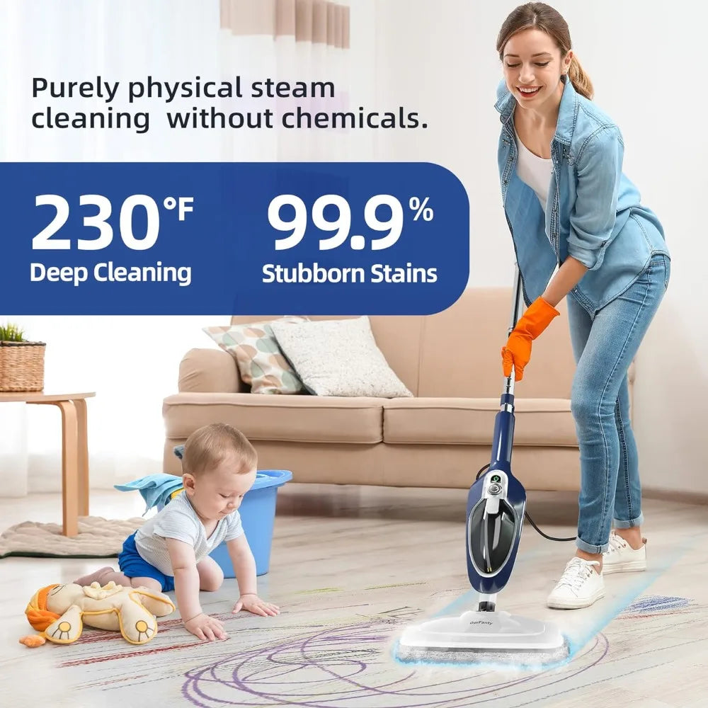 Steam Mop - 10-in-1 Floor Steamer Detachable Multipurpose Handheld Steam Cleaner for Floors Carpet Cleaning with 11 Accessorie