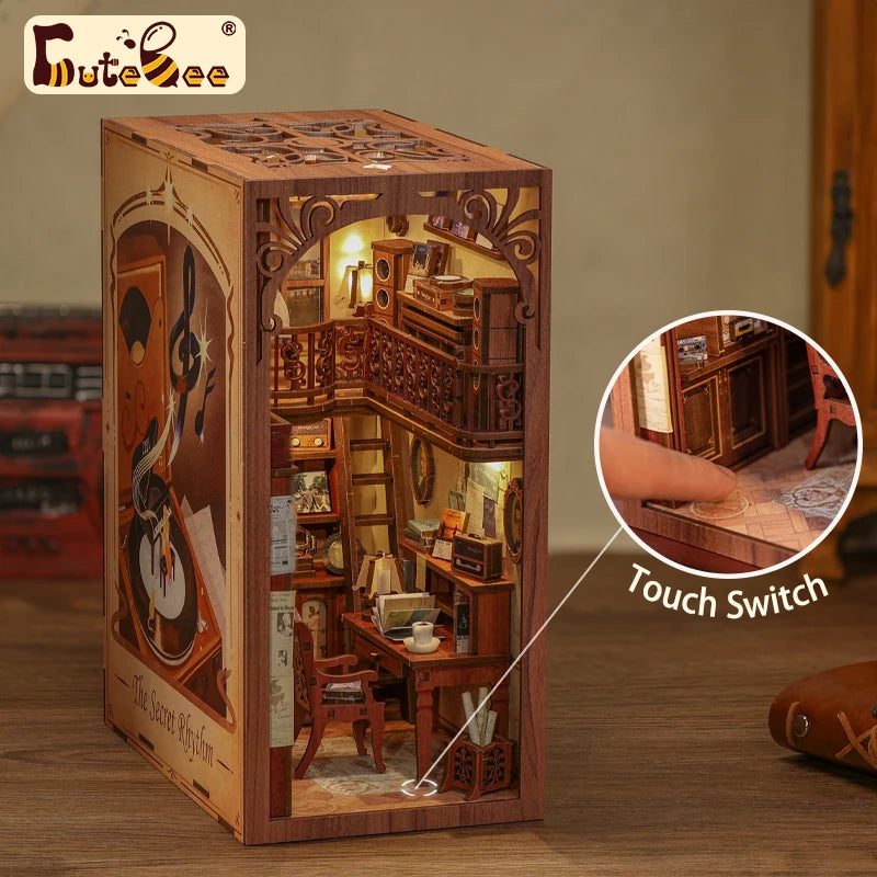 CUTEBEE Puzzle 3D DIY Book Nook Kit with Touch Light