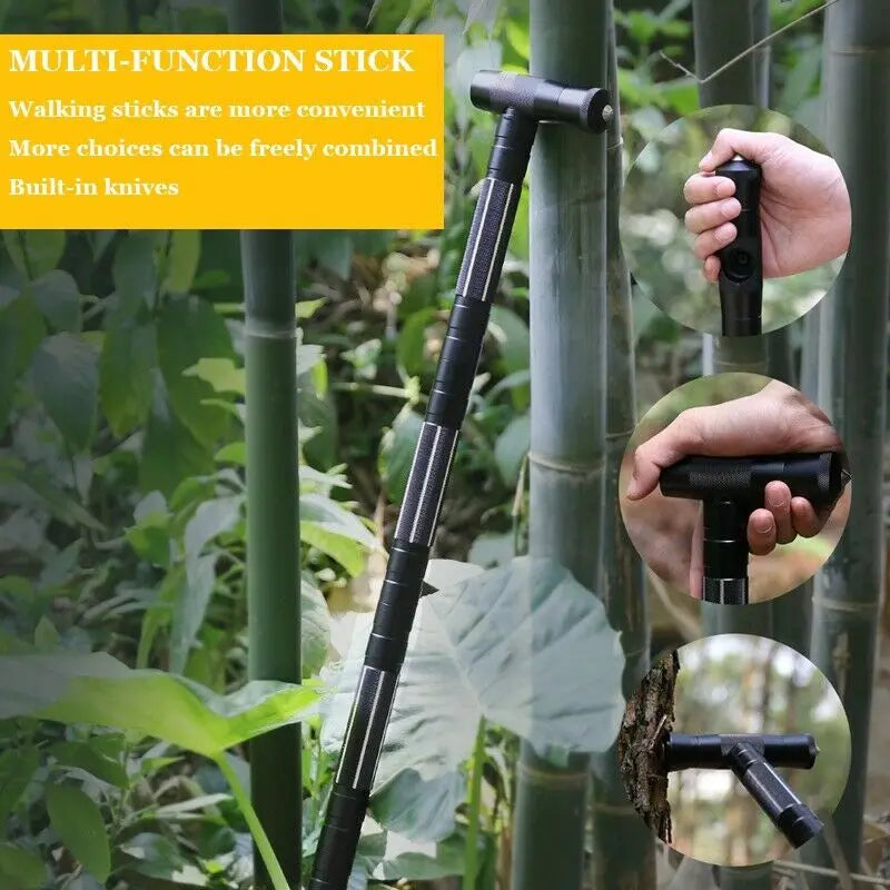 Tactical Trekking Poles Outdoor Garden Camping Multi Tool Kit Walking Cane