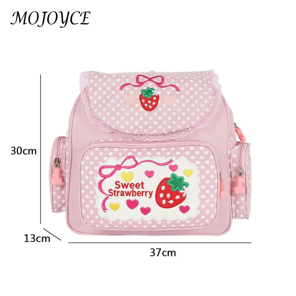 Kawaii Kids School Bag Cute Strawberry Embroidery