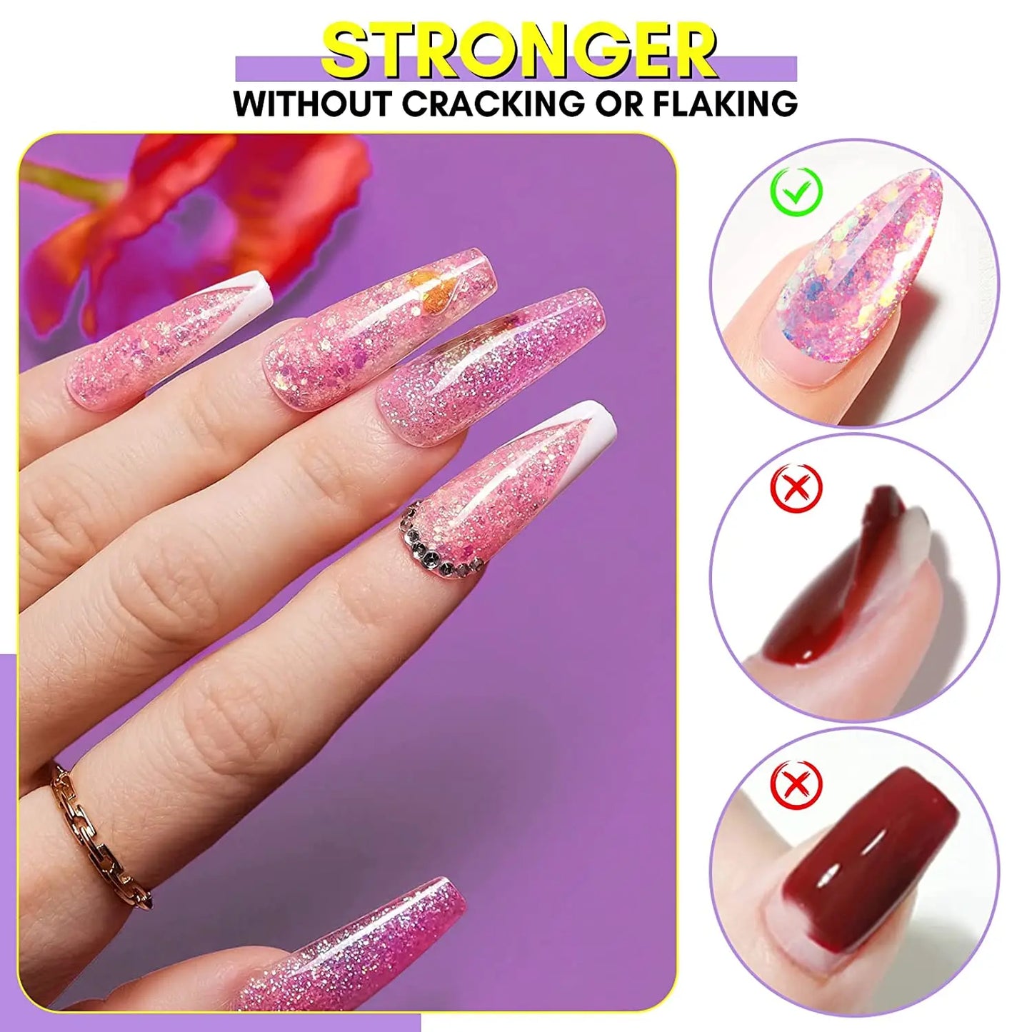 Glitter Acrylic Powder 2Oz DIY Nail Art For Beginner For Nail Extension