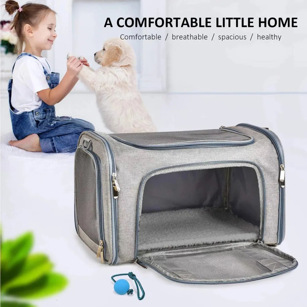 Wewdigi Pet Carrier for Cats, Dogs and Puppies, Gray, (Suitable For Daily Travel), 22 Lbs