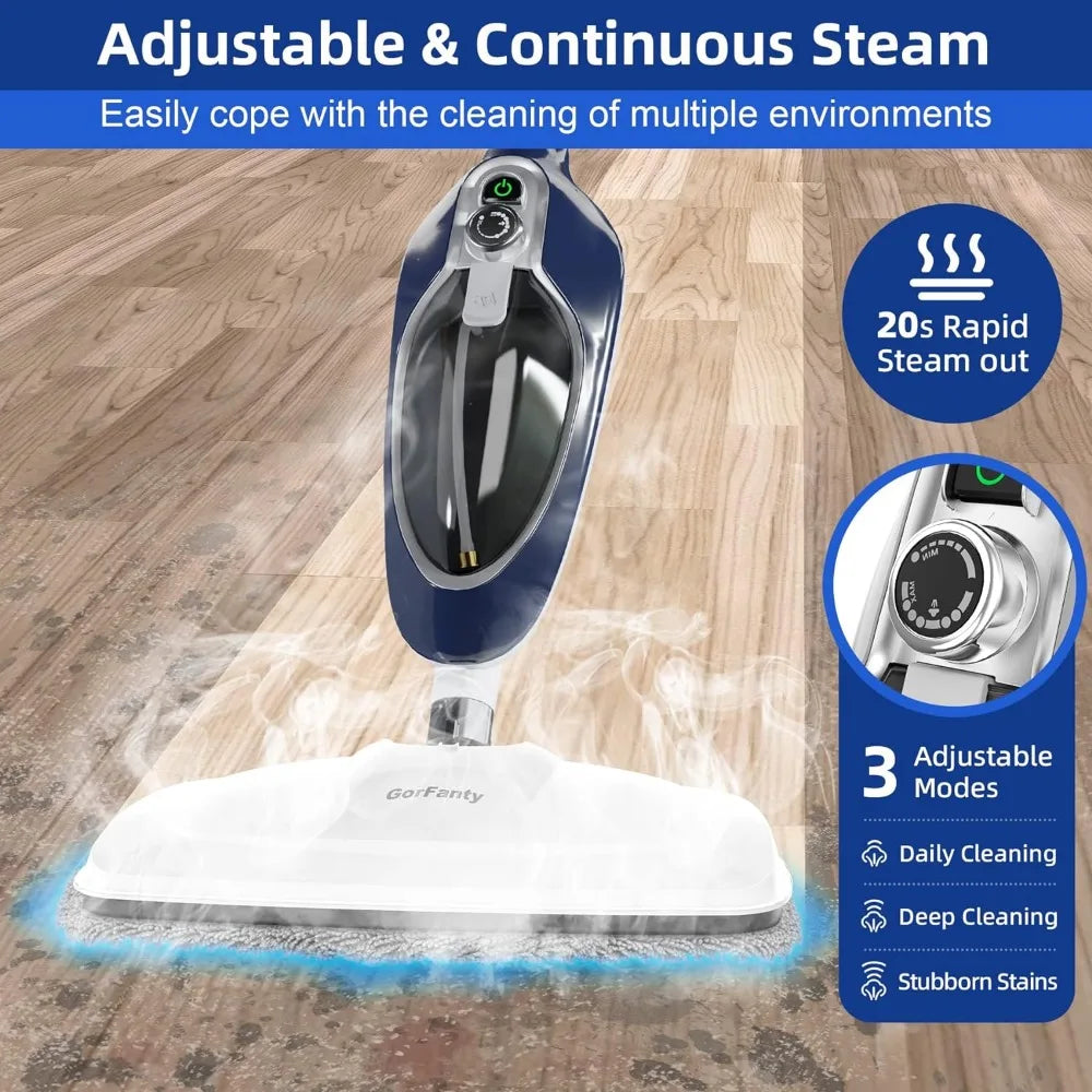 Steam Mop - 10-in-1 Floor Steamer Detachable Multipurpose Handheld Steam Cleaner for Floors Carpet Cleaning with 11 Accessorie