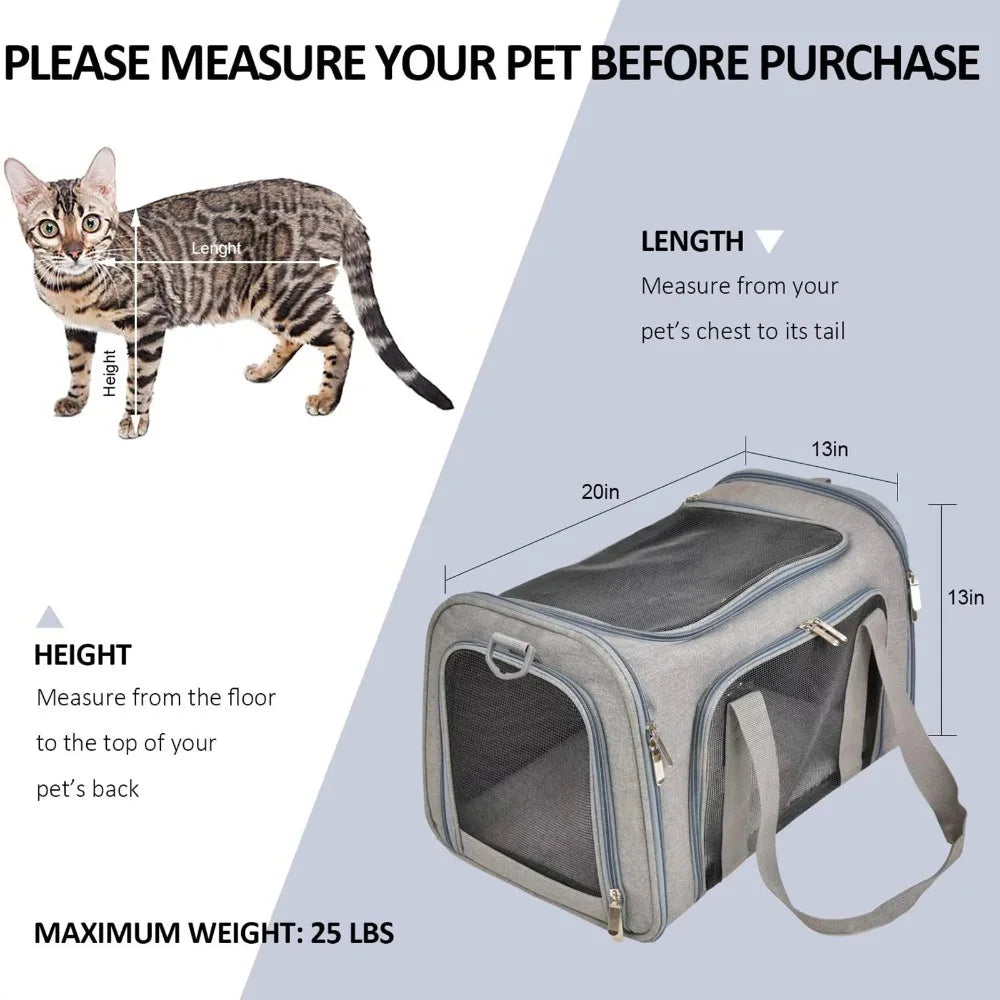 Wewdigi Pet Carrier for Cats, Dogs and Puppies, Gray, (Suitable For Daily Travel), 22 Lbs