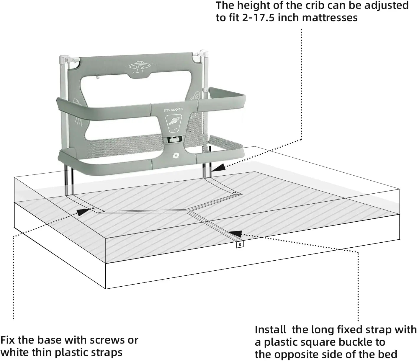 3 In 1 Baby Bed Guardrail Crib For Infants Bed Barrier Safety Rail Fence