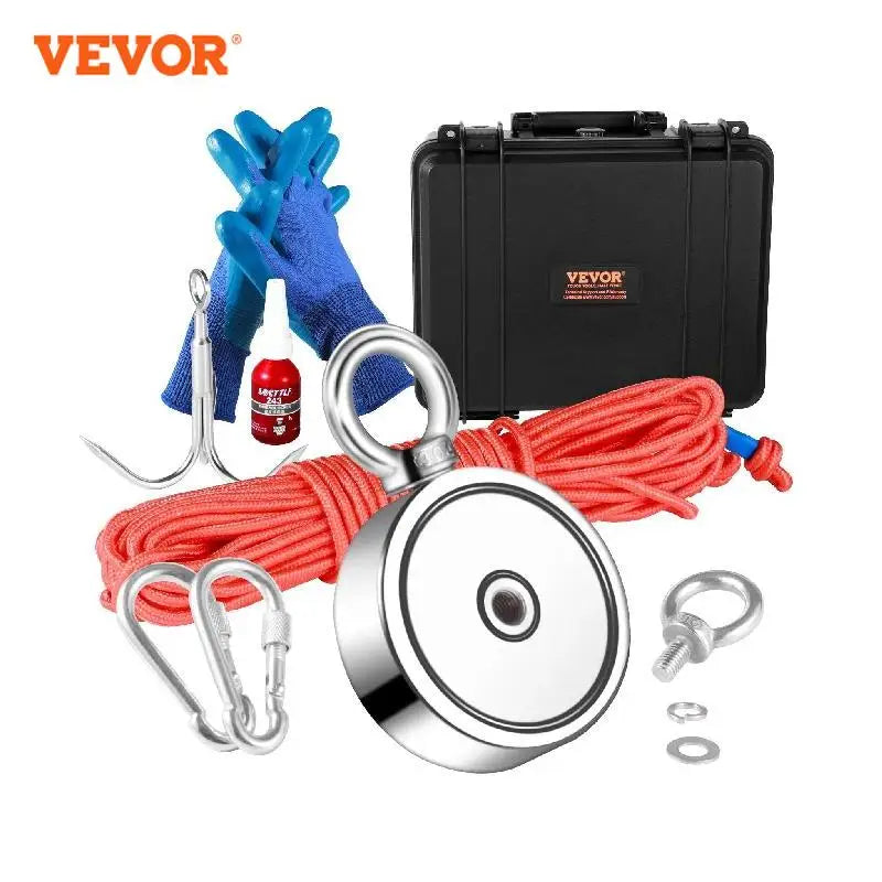 VEVOR Magnet Fishing Kit 1200lbs Double Sided Fishing Magnets 2.95“ Diameter Strong Neodymium