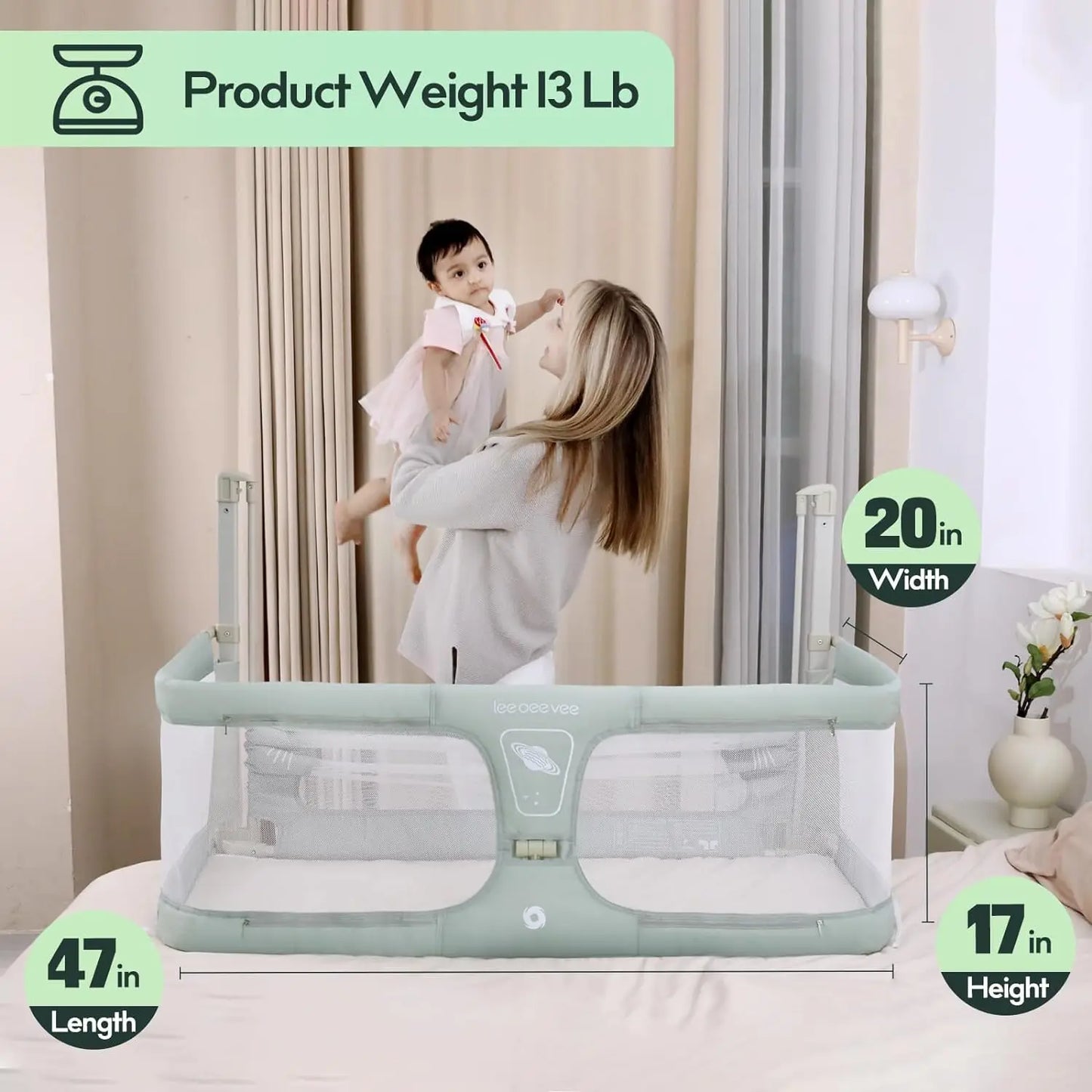 3 In 1 Baby Bed Guardrail Crib For Infants Bed Barrier Safety Rail Fence