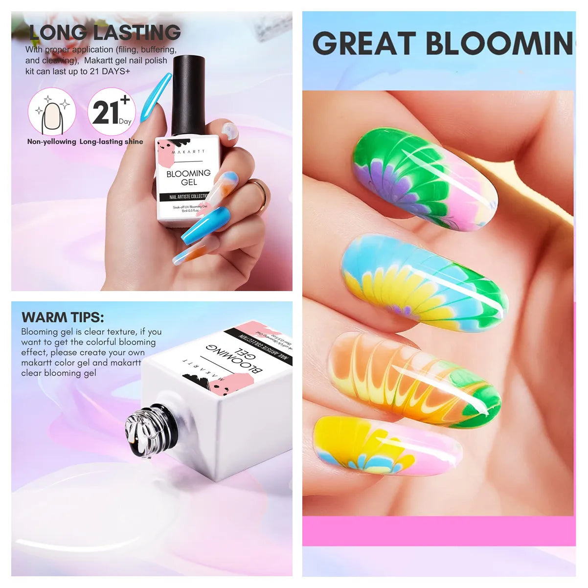 Clear Blooming Gel–15ml UV LED Soak Off Nail Art Polish for Spreading Effect