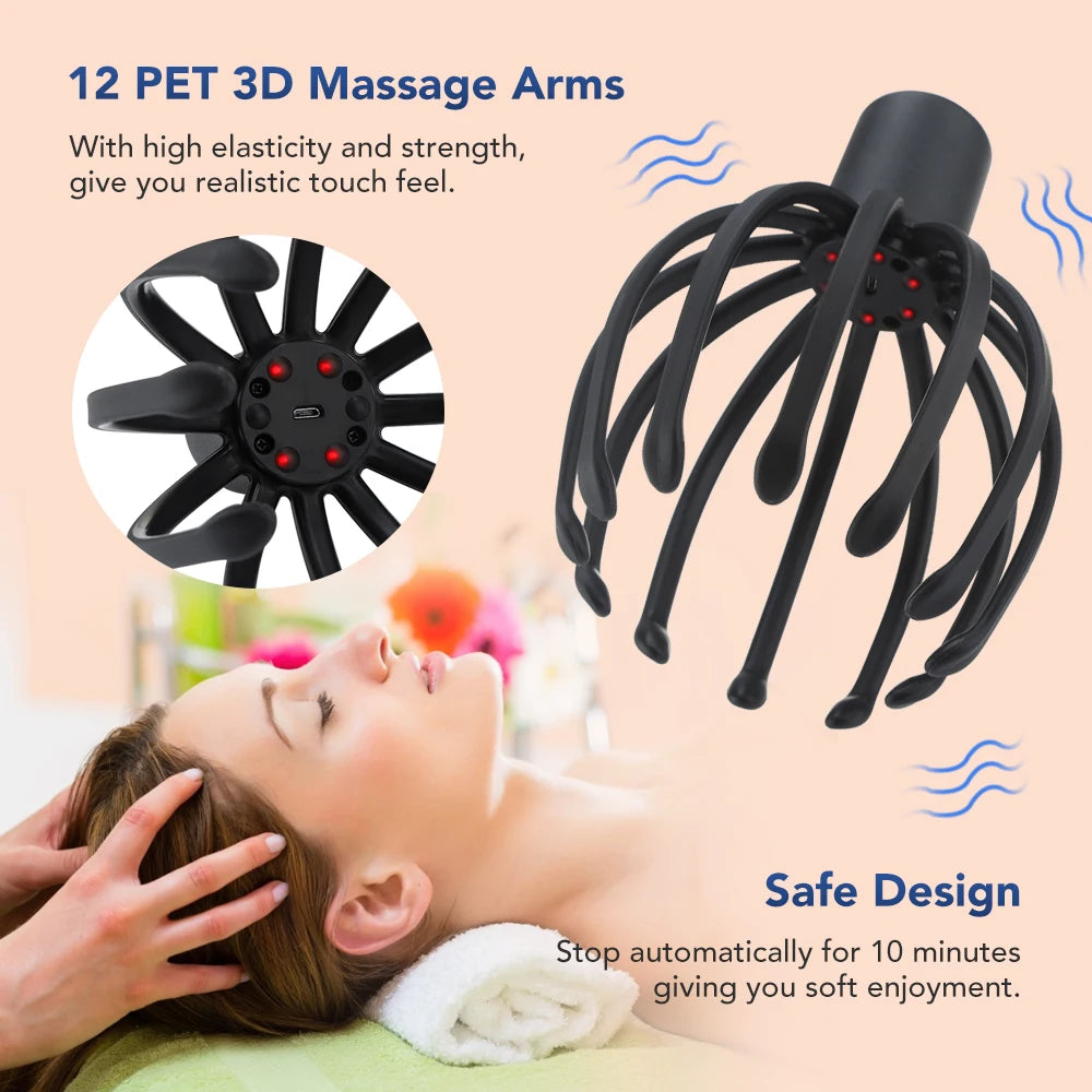 Electric Octopus Claw Scalp Massager Anti-stress Relief Headache